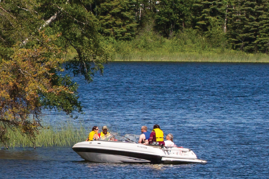 A group of boaters getting ready to spend the day fishing.