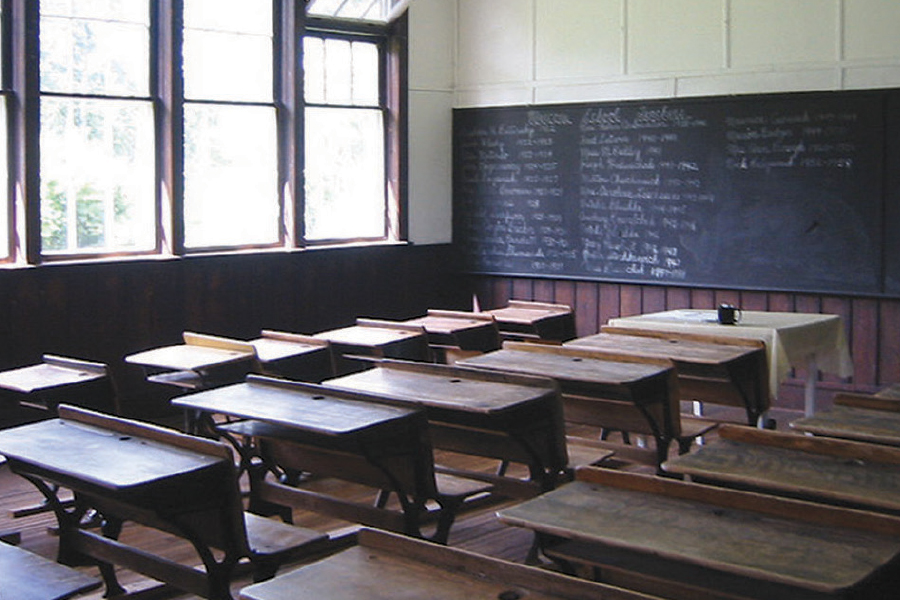 A historic school room in the Parkland